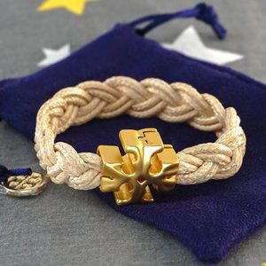 Tory Burch Fisherman Bracelet in Rolled Gold / Ivory (Brand New with Dust Bag)